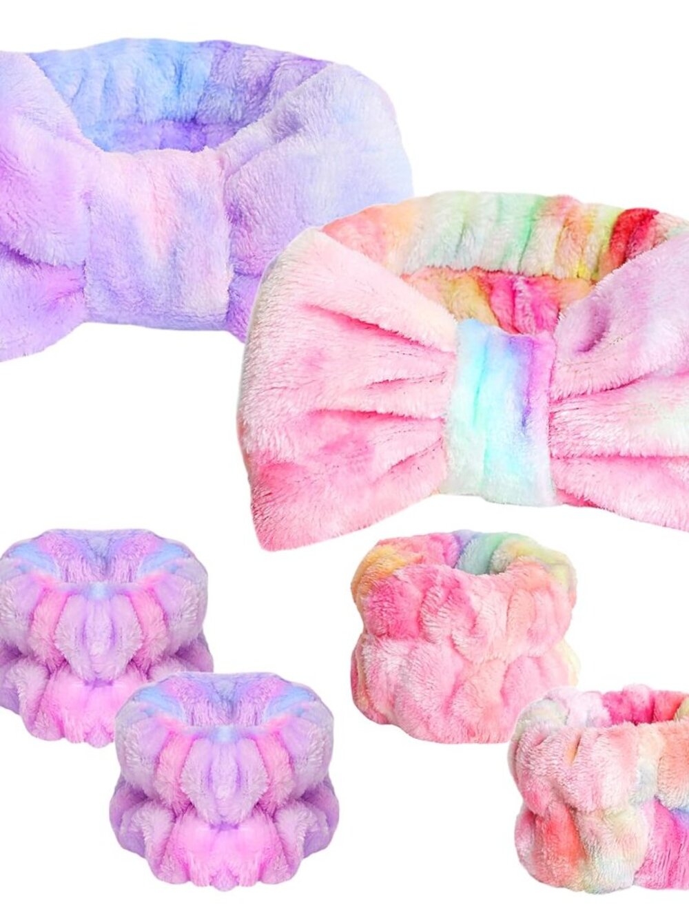 Spa and Makeup Headband Set - Gorgeous Tie Dye Color Cosmetic Headband and Absor